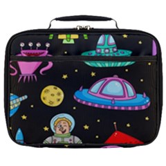 Seamless Pattern With Space Objects Ufo Rockets Aliens Hand Drawn Elements Space Full Print Lunch Bag