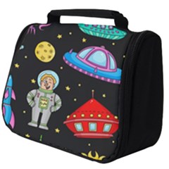 Seamless Pattern With Space Objects Ufo Rockets Aliens Hand Drawn Elements Space Full Print Travel Pouch (Big)