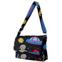 Seamless Pattern With Space Objects Ufo Rockets Aliens Hand Drawn Elements Space Full Print Messenger Bag (S)