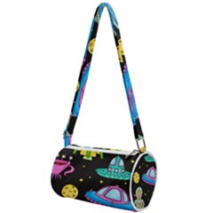 Seamless Pattern With Space Objects Ufo Rockets Aliens Hand Drawn Elements Space Mini Cylinder Bag