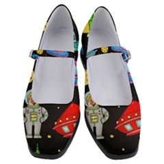 Seamless Pattern With Space Objects Ufo Rockets Aliens Hand Drawn Elements Space Women s Mary Jane Shoes