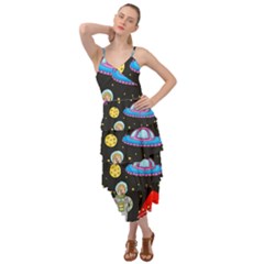 Seamless Pattern With Space Objects Ufo Rockets Aliens Hand Drawn Elements Space Layered Bottom Dress