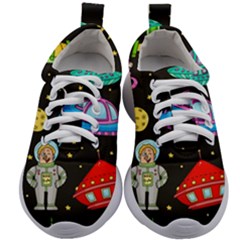 Seamless Pattern With Space Objects Ufo Rockets Aliens Hand Drawn Elements Space Kids Athletic Shoes by Hannah976