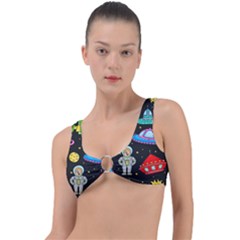 Seamless Pattern With Space Objects Ufo Rockets Aliens Hand Drawn Elements Space Ring Detail Bikini Top