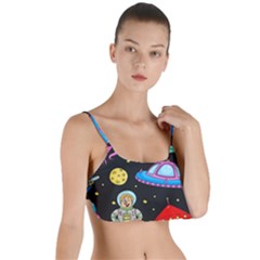 Seamless Pattern With Space Objects Ufo Rockets Aliens Hand Drawn Elements Space Layered Top Bikini Top 