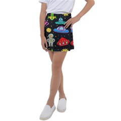 Seamless Pattern With Space Objects Ufo Rockets Aliens Hand Drawn Elements Space Kids  Tennis Skirt by Hannah976