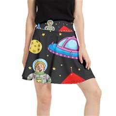 Seamless Pattern With Space Objects Ufo Rockets Aliens Hand Drawn Elements Space Waistband Skirt