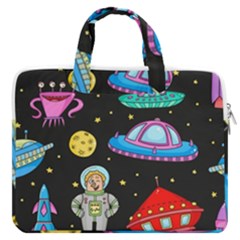 Seamless Pattern With Space Objects Ufo Rockets Aliens Hand Drawn Elements Space MacBook Pro 16  Double Pocket Laptop Bag 