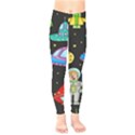 Seamless Pattern With Space Objects Ufo Rockets Aliens Hand Drawn Elements Space Kids  Classic Winter Leggings View1