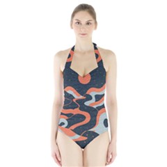 Dessert And Mily Way  pattern  Halter Swimsuit by coffeus