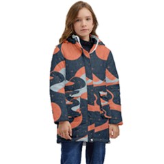 Dessert And Mily Way  pattern  Kids  Hooded Longline Puffer Jacket by coffeus