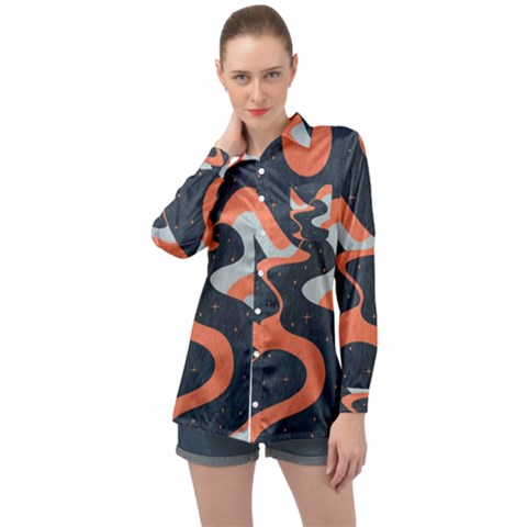 Dessert And Mily Way  pattern  Long Sleeve Satin Shirt by coffeus