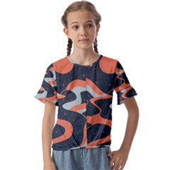 Dessert And Mily Way  pattern  Kids  Cuff Sleeve Scrunch Bottom T-shirt