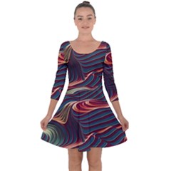 Dessert Storm Wave  pattern  Quarter Sleeve Skater Dress