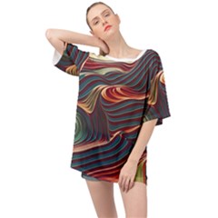 Dessert Storm Wave  pattern  Oversized Chiffon Top