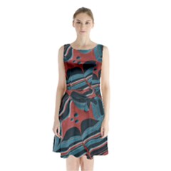 Dessert Land  pattern  All Over Print Design Sleeveless Waist Tie Chiffon Dress by coffeus