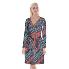 Dessert Land  pattern  All Over Print Design Long Sleeve Velvet Front Wrap Dress