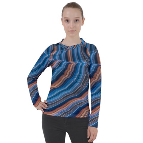 Dessert Waves  pattern  All Over Print Design Women s Pique Long Sleeve T-shirt by coffeus