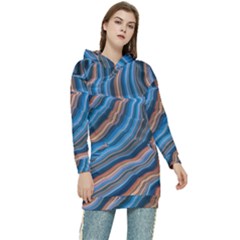 Dessert Waves  pattern  All Over Print Design Women s Long Oversized Pullover Hoodie by coffeus