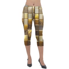 Golden Mosaic Tiles  Lightweight Velour Capri Leggings  by essentialimage