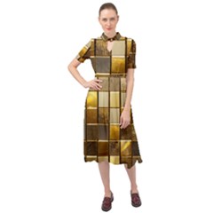 Golden Mosaic Tiles  Keyhole Neckline Chiffon Dress by essentialimage