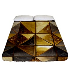 Golden Mosaic Tiles  Fitted Sheet (Queen Size)