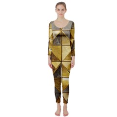 Golden Mosaic Tiles  Long Sleeve Catsuit