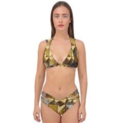 Golden Mosaic Tiles  Double Strap Halter Bikini Set by essentialimage365