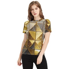 Golden Mosaic Tiles  Women s Short Sleeve Rash Guard by essentialimage365