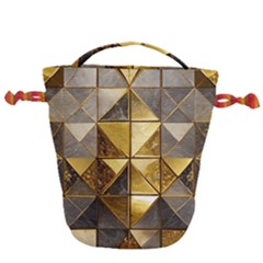 Golden Mosaic Tiles  Drawstring Bucket Bag by essentialimage365