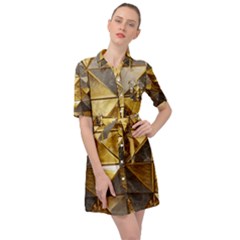 Golden Mosaic Tiles  Belted Shirt Dress