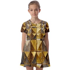 Golden Mosaic Tiles  Kids  Short Sleeve Pinafore Style Dress