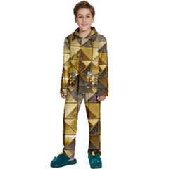 Golden Mosaic Tiles  Kids  Long Sleeve Velvet Pajamas Set