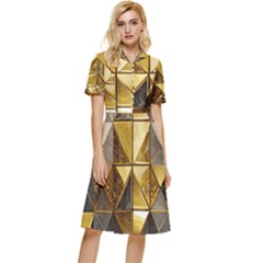 Golden Mosaic Tiles  Button Top Knee Length Dress