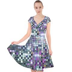 Disco Mosaic Magic Cap Sleeve Front Wrap Midi Dress