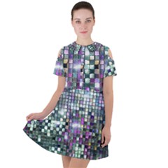 Disco Mosaic Magic Short Sleeve Shoulder Cut Out Dress 