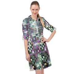 Disco Mosaic Magic Long Sleeve Mini Shirt Dress