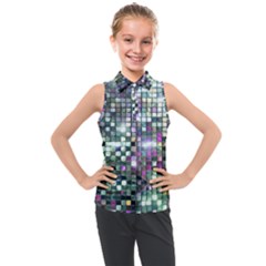 Disco Mosaic Magic Kids  Sleeveless Polo T-shirt