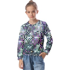 Disco Mosaic Magic Kids  Long Sleeve T-shirt With Frill 