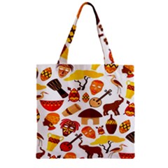 Africa Jungle Ethnic Tribe Travel Seamless Pattern Vector Illustration Zipper Grocery Tote Bag