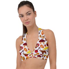 Africa Jungle Ethnic Tribe Travel Seamless Pattern Vector Illustration Halter Plunge Bikini Top