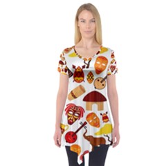 Africa Jungle Ethnic Tribe Travel Seamless Pattern Vector Illustration Short Sleeve Tunic 