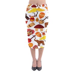 Africa Jungle Ethnic Tribe Travel Seamless Pattern Vector Illustration Midi Pencil Skirt