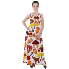 Africa Jungle Ethnic Tribe Travel Seamless Pattern Vector Illustration Empire Waist Velour Maxi Dress