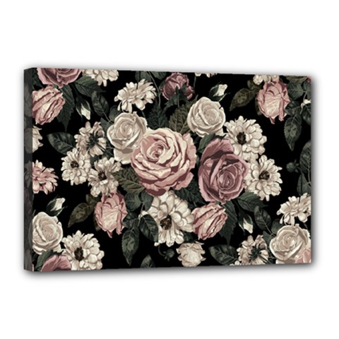 Elegant Seamless Pattern Blush Toned Rustic Flowers Canvas 18  X 12  (stretched) by Hannah976