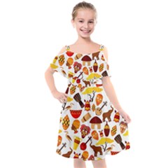 Africa Jungle Ethnic Tribe Travel Seamless Pattern Vector Illustration Kids  Cut Out Shoulders Chiffon Dress