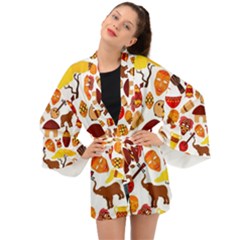 Africa Jungle Ethnic Tribe Travel Seamless Pattern Vector Illustration Long Sleeve Kimono