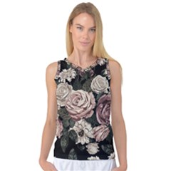 Elegant Seamless Pattern Blush Toned Rustic Flowers Women s Basketball Tank Top