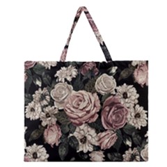 Elegant Seamless Pattern Blush Toned Rustic Flowers Zipper Large Tote Bag by Hannah976