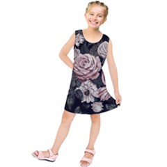 Elegant Seamless Pattern Blush Toned Rustic Flowers Kids  Tunic Dress by Hannah976